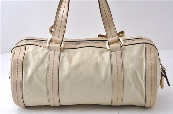 Authentic GUCCI Duchessa Line Hand Bag Purse Leather 181485 Ivory 8154D
