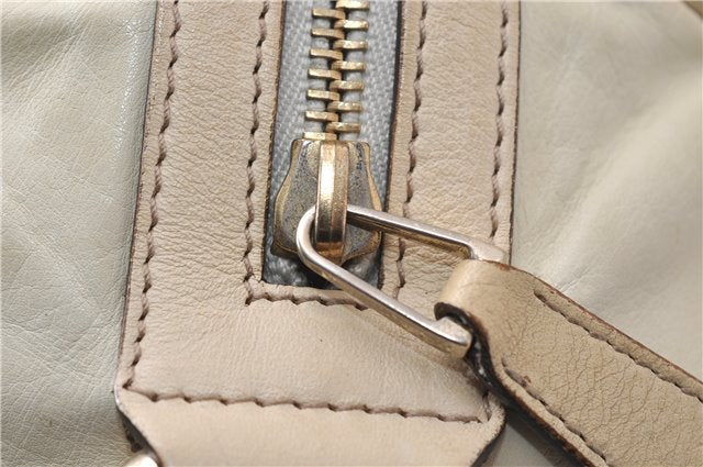 Authentic GUCCI Duchessa Line Hand Bag Purse Leather 181485 Ivory 8154D