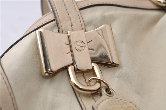 Authentic GUCCI Duchessa Line Hand Bag Purse Leather 181485 Ivory 8154D
