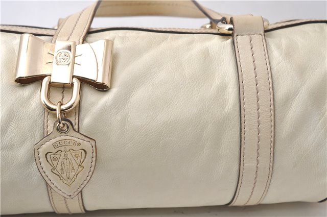 Authentic GUCCI Duchessa Line Hand Bag Purse Leather 181485 Ivory 8154D