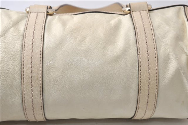 Authentic GUCCI Duchessa Line Hand Bag Purse Leather 181485 Ivory 8154D