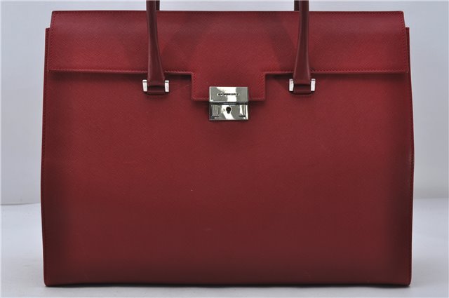 Authentic BURBERRY Vintage Leather Business Hand Bag Red 8157D
