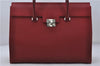 Authentic BURBERRY Vintage Leather Business Hand Bag Red 8157D