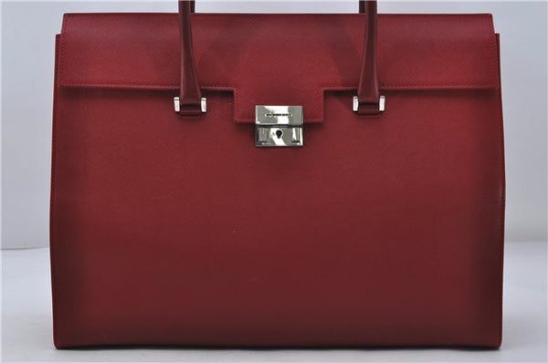 Authentic BURBERRY Vintage Leather Business Hand Bag Red 8157D