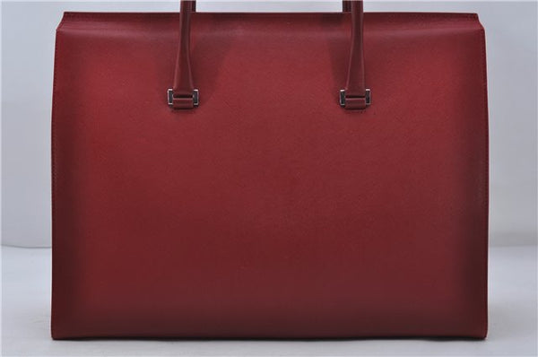 Authentic BURBERRY Vintage Leather Business Hand Bag Red 8157D