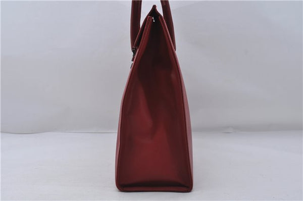 Authentic BURBERRY Vintage Leather Business Hand Bag Red 8157D
