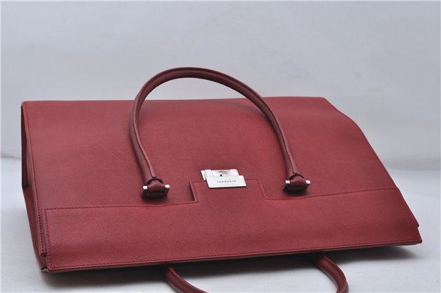 Authentic BURBERRY Vintage Leather Business Hand Bag Red 8157D