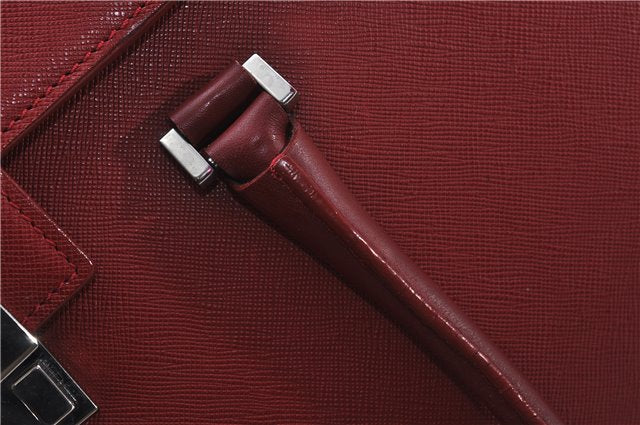 Authentic BURBERRY Vintage Leather Business Hand Bag Red 8157D