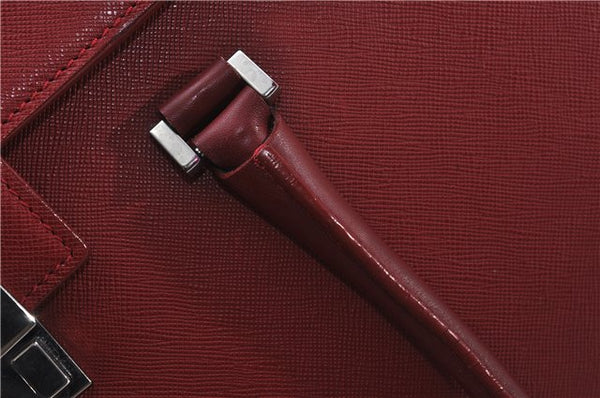Authentic BURBERRY Vintage Leather Business Hand Bag Red 8157D