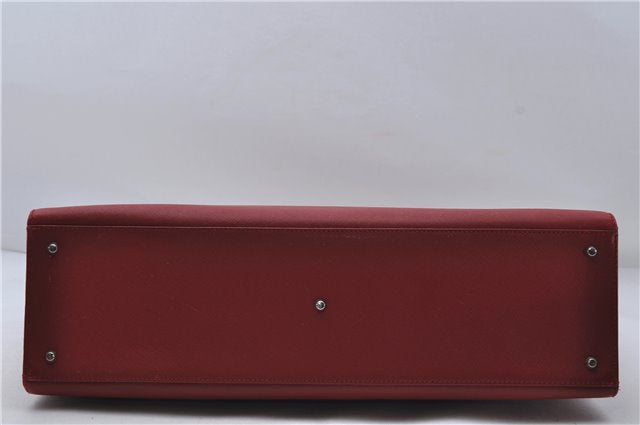Authentic BURBERRY Vintage Leather Business Hand Bag Red 8157D