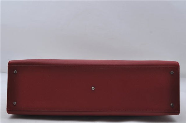 Authentic BURBERRY Vintage Leather Business Hand Bag Red 8157D