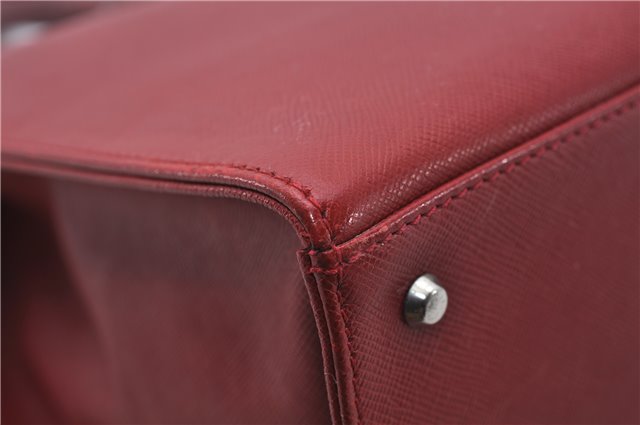 Authentic BURBERRY Vintage Leather Business Hand Bag Red 8157D