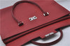 Authentic BURBERRY Vintage Leather Business Hand Bag Red 8157D