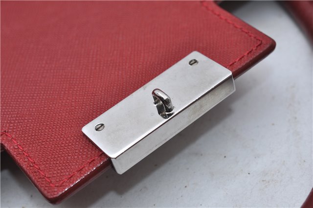 Authentic BURBERRY Vintage Leather Business Hand Bag Red 8157D