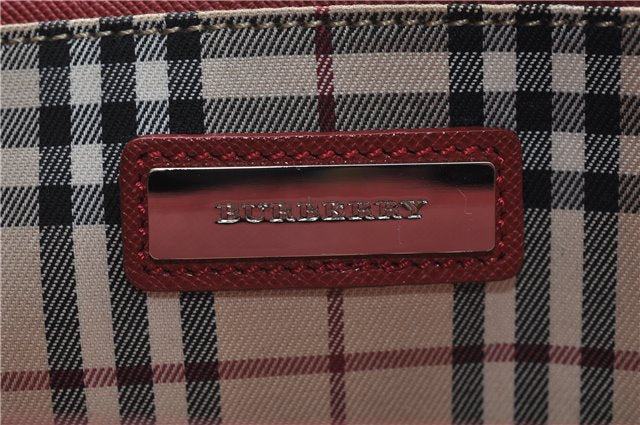 Authentic BURBERRY Vintage Leather Business Hand Bag Red 8157D