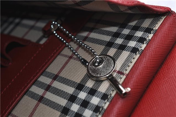 Authentic BURBERRY Vintage Leather Business Hand Bag Red 8157D