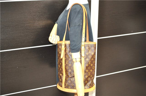 Authentic LOUIS VUITTON Monogram Bucket GM Shoulder Bag M42236 LV 8169C