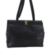 Authentic Salvatore Ferragamo Vara Leather Shoulder Tote Bag Black SF 8170D