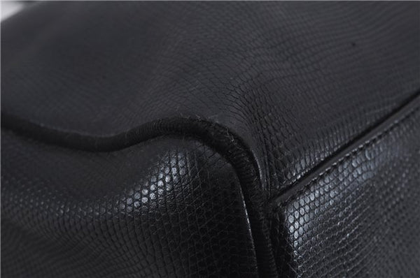 Authentic Salvatore Ferragamo Vara Leather Shoulder Tote Bag Black SF 8170D
