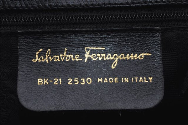 Authentic Salvatore Ferragamo Vara Leather Shoulder Tote Bag Black SF 8170D