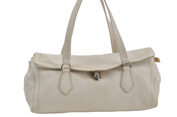 Authentic PRADA Leather Shoulder Hand Bag White 8174D