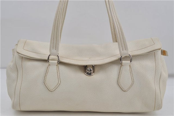 Authentic PRADA Leather Shoulder Hand Bag White 8174D