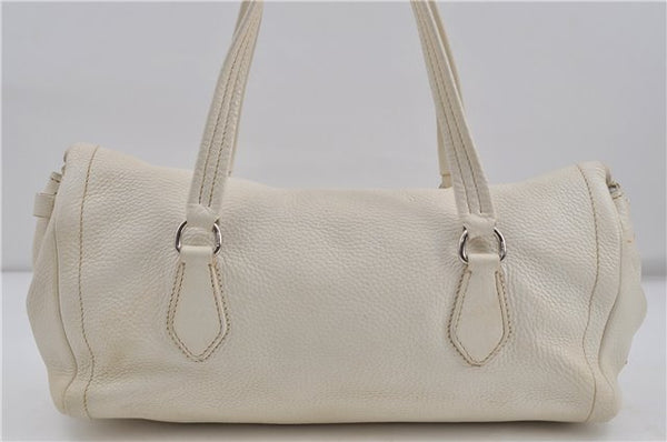 Authentic PRADA Leather Shoulder Hand Bag White 8174D