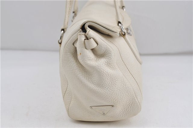 Authentic PRADA Leather Shoulder Hand Bag White 8174D