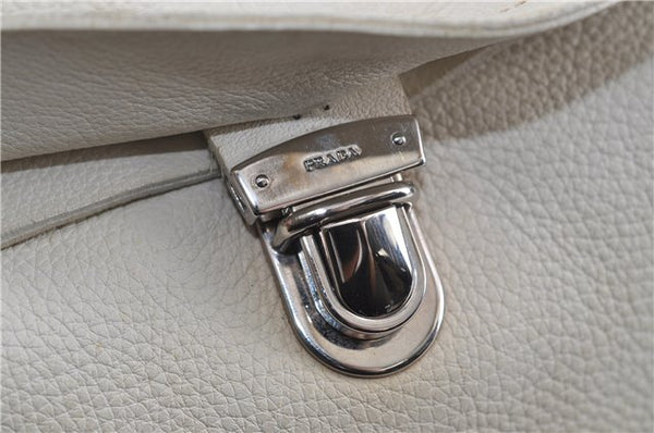 Authentic PRADA Leather Shoulder Hand Bag White 8174D