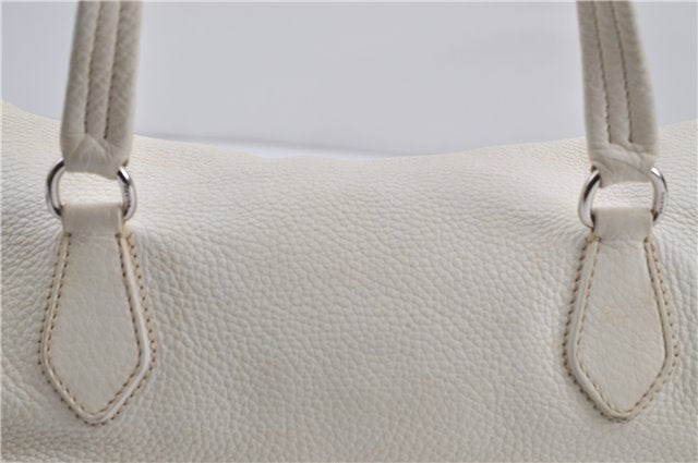 Authentic PRADA Leather Shoulder Hand Bag White 8174D