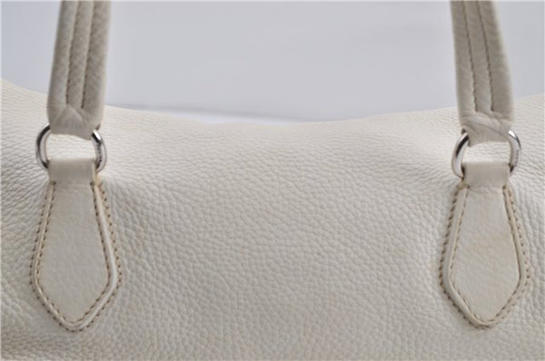 Authentic PRADA Leather Shoulder Hand Bag White 8174D