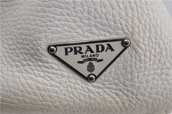 Authentic PRADA Leather Shoulder Hand Bag White 8174D