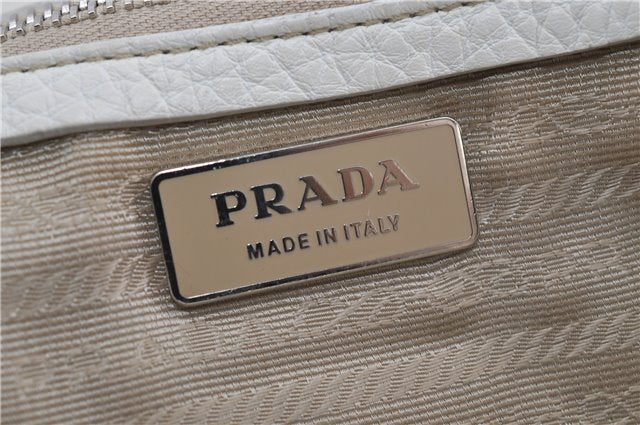 Authentic PRADA Leather Shoulder Hand Bag White 8174D