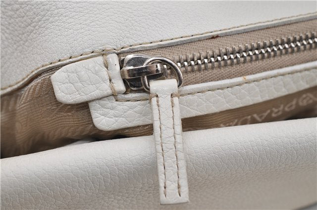 Authentic PRADA Leather Shoulder Hand Bag White 8174D