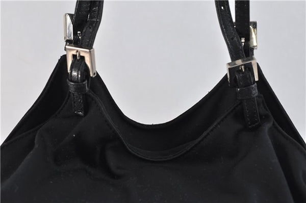 Authentic FENDI Shoulder Tote Bag Purse Jersey Leather Black 8178C