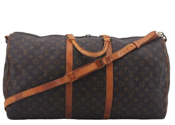 Auth Louis Vuitton Monogram Keepall Bandouliere 60 Boston Bag M41412 LV 8183D