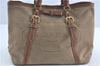 Authentic PRADA Canvas Leather 2Way Shoulder Cross Body Tote Bag Beige 8192B