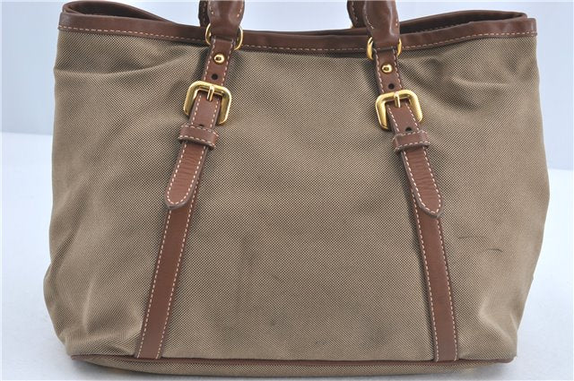 Authentic PRADA Canvas Leather 2Way Shoulder Cross Body Tote Bag Beige 8192B