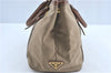 Authentic PRADA Canvas Leather 2Way Shoulder Cross Body Tote Bag Beige 8192B