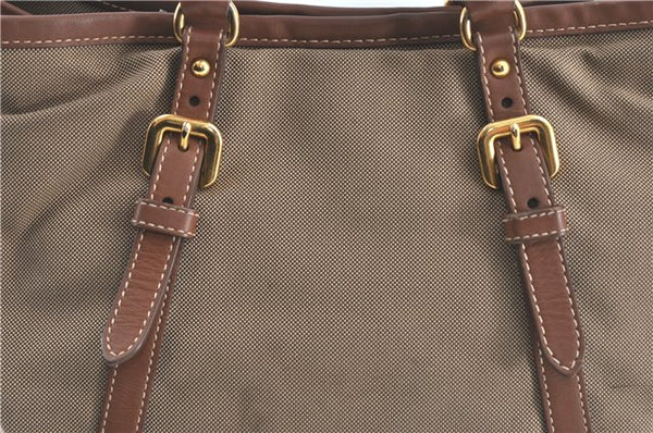 Authentic PRADA Canvas Leather 2Way Shoulder Cross Body Tote Bag Beige 8192B