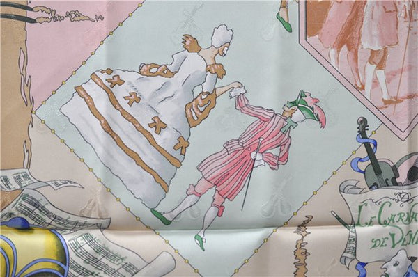 Authentic HERMES Carre 90 Scarf "LE CARNAVAL DE VENISE" Silk Pink 8200C