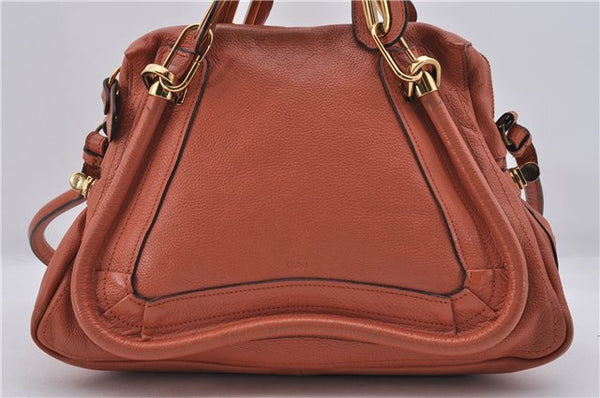 Authentic Chloe Paraty 2Way Shoulder Hand Bag Leather Orange 8201D