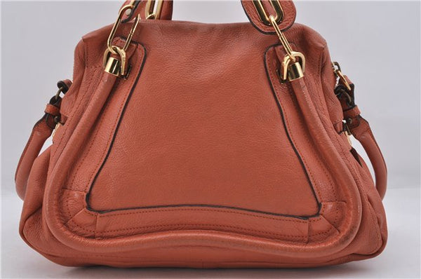 Authentic Chloe Paraty 2Way Shoulder Hand Bag Leather Orange 8201D