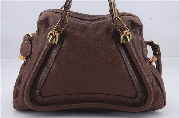 Authentic Chloe Paraty 2Way Shoulder Hand Bag Leather Brown 8202D