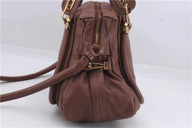 Authentic Chloe Paraty 2Way Shoulder Hand Bag Leather Brown 8202D