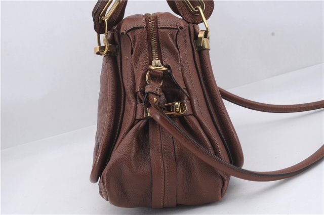 Authentic Chloe Paraty 2Way Shoulder Hand Bag Leather Brown 8202D