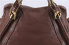 Authentic Chloe Paraty 2Way Shoulder Hand Bag Leather Brown 8202D