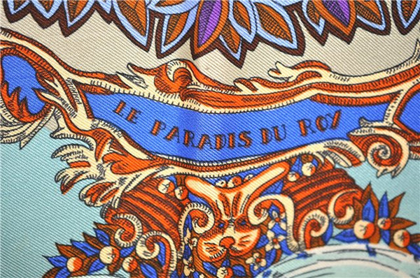 Authentic HERMES Carre 90 Scarf "LE PARADIS DU ROY" Silk Brown 8205C