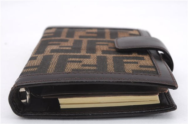 Authentic FENDI Zucca Notebook Cover Canvas Leather Brown 8207D