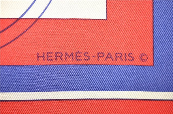 Authentic HERMES Carre 90 Scarf "EX LIBRIS" Silk Red 8210C